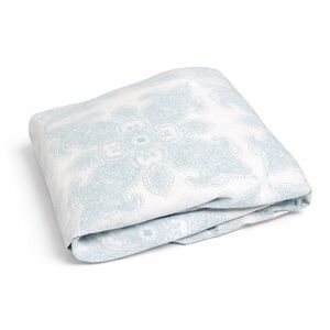 Pottery Barn King Linen Duvet Cover blue paisley floral